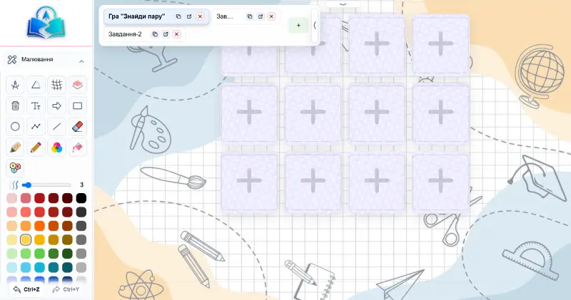 Lesson editor with eleven lesson tabs and the element rail
